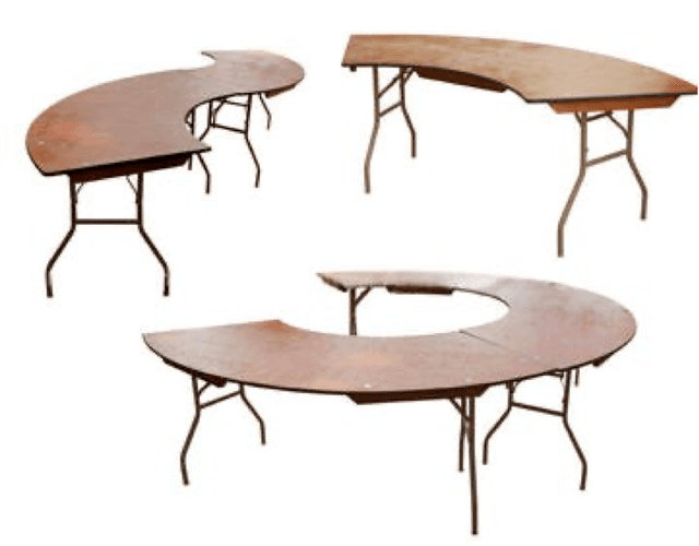 A table with a slight curve to it - mix and match to create multiple shapes of tables.