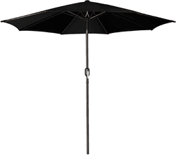 9 ft. tall umbrella, provides shade for 9 sq. ft. Includes base.