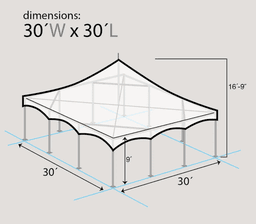 Spacious 30x30 white event tent for corporate and private events